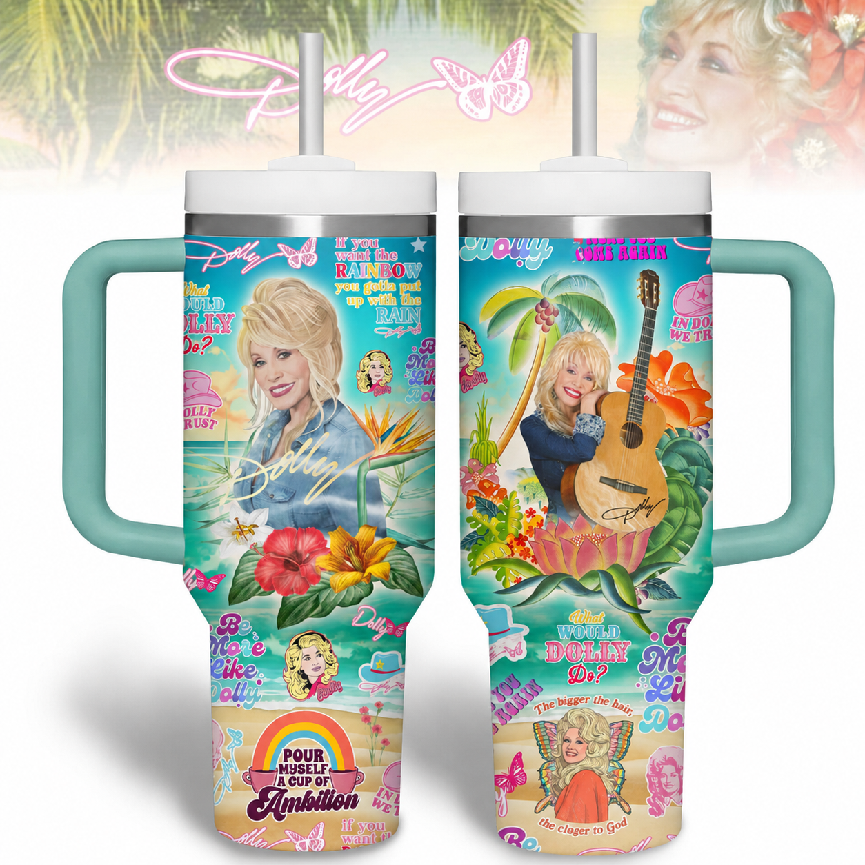 Dolly Parton Music Custom Stanley Cup Tumbler V8