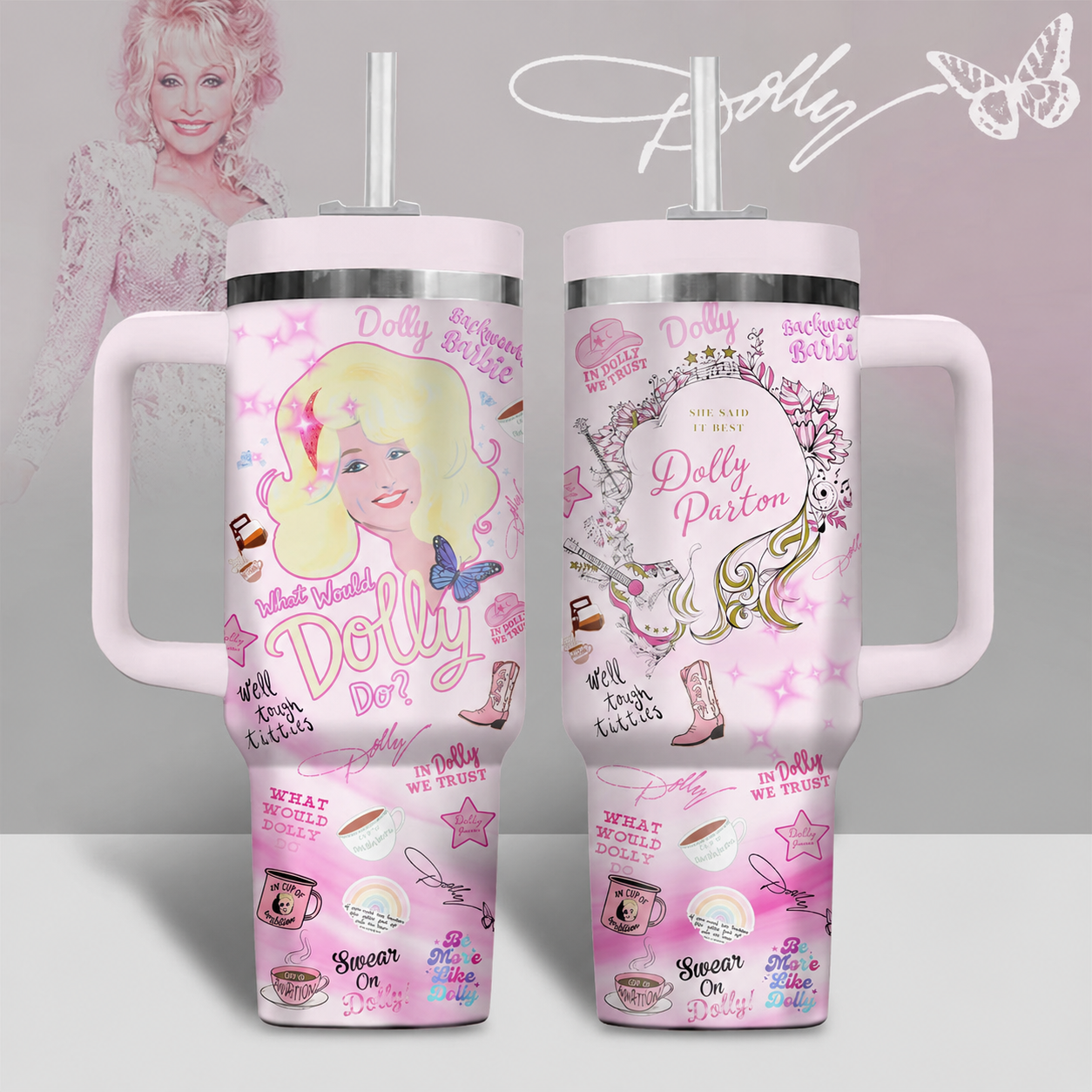 Dolly Parton Music Custom Stanley Cup Tumbler V6